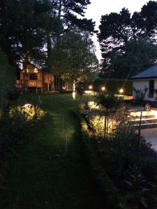 Hex lighting lit garden